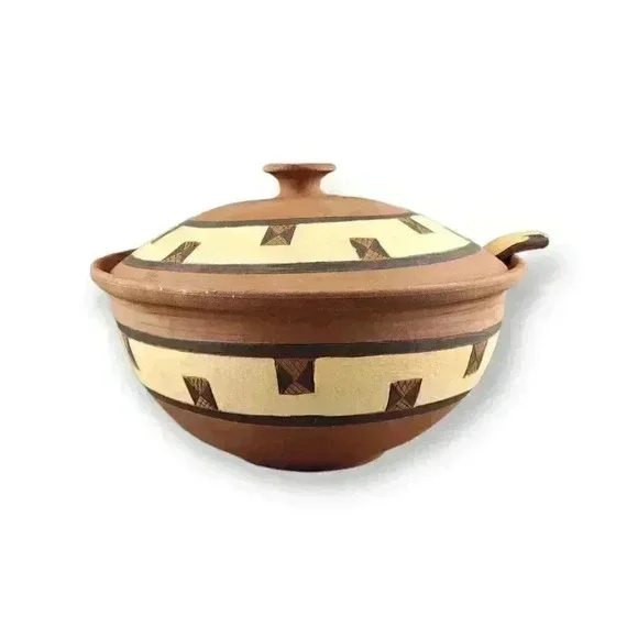 Hand Thrown Art Pottery Soup Tureen & Bowls Gabane, Botswana African Tribal Art - Picture 2 of 11